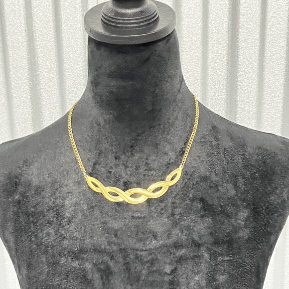 Vintage Signed Sarah Coventry Gold Tone Twisted Necklace Statement Chain 17 Inch - Picture 3 of 8